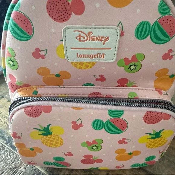 Loungefly Disney Mickey Mouse Ears Fruit All Over Print Figural Mini Backpack - Picture 4 of 9